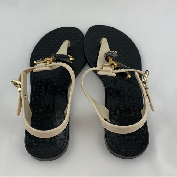 Juicy Couture Black White Tassel Jelly Sandal sz 6 - Picture 7 of 12